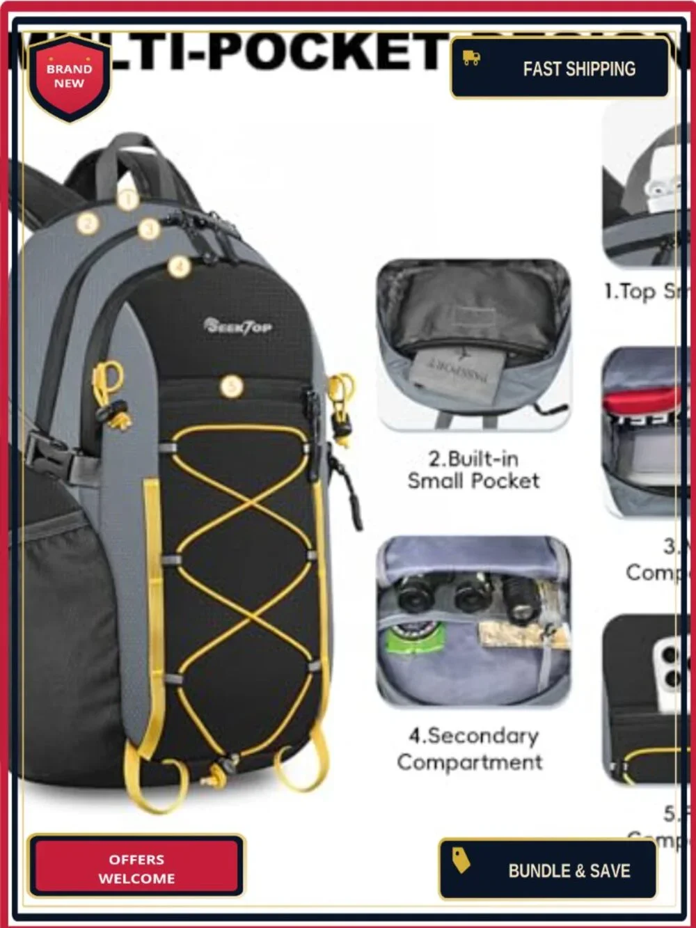 Packable Waterproof Hiking Backpack 20L Lightweight Daypack Foldable Travel